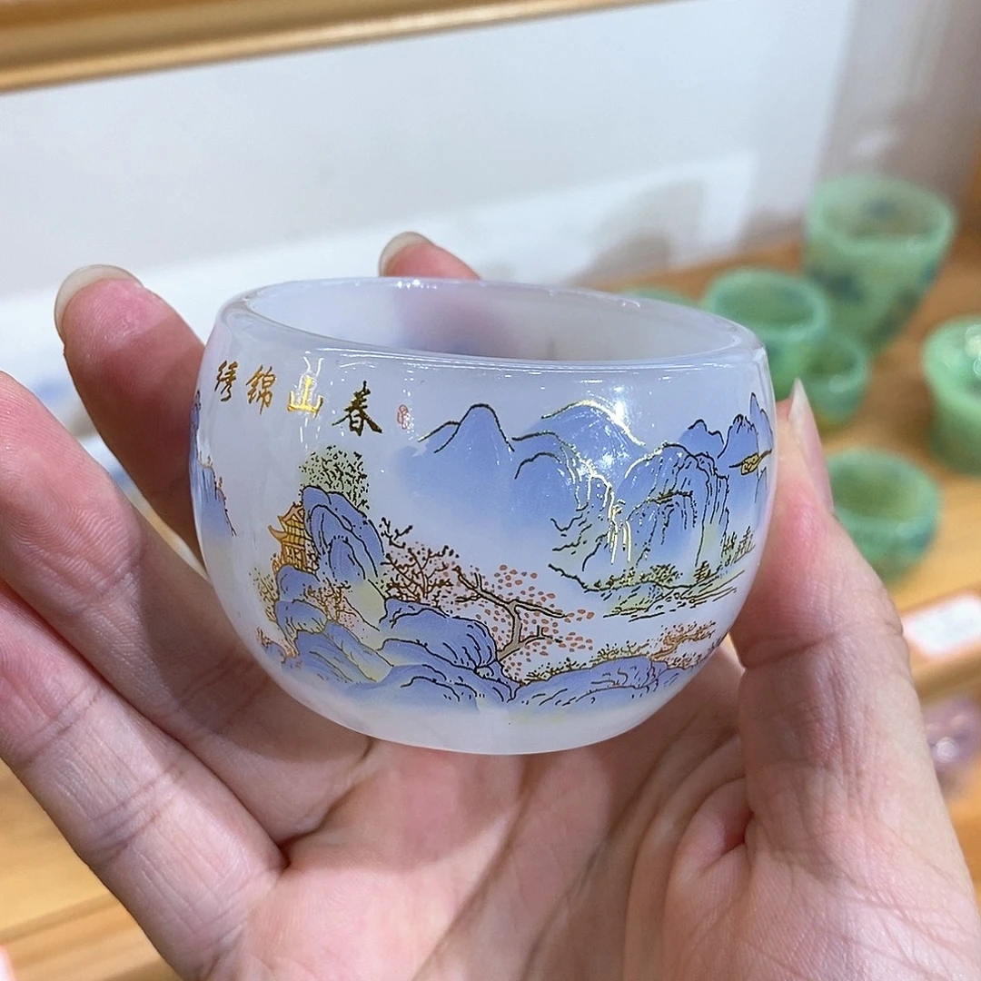 琉璃手工艺品春山锦绣客杯