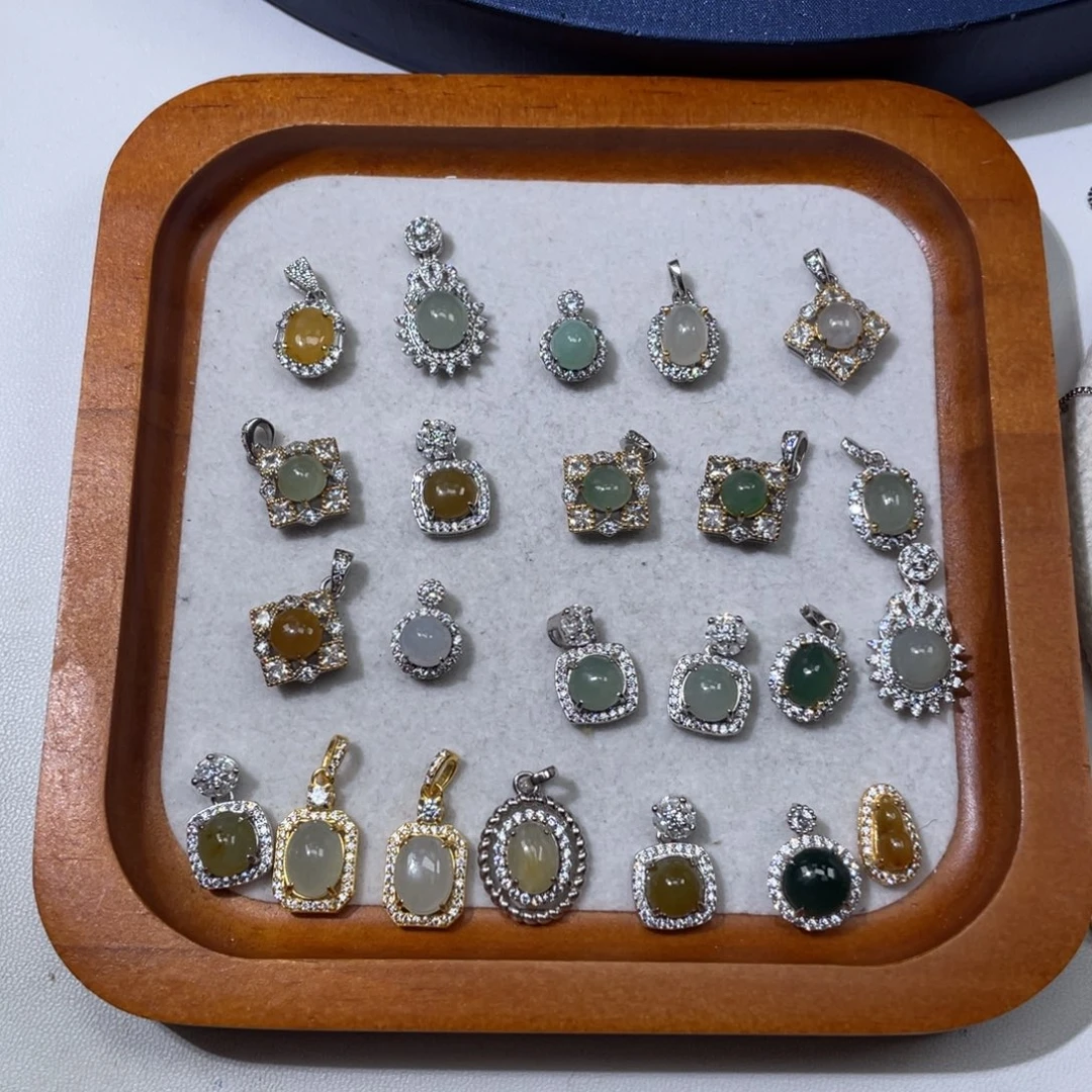 项链银S925镶嵌翡翠38任挑一个