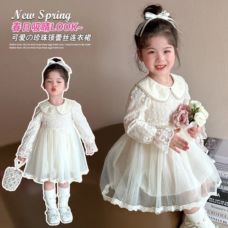 少女风洛丽塔长袖裙公主裙女连衣裙宝宝童装春秋裙子儿童蕾丝