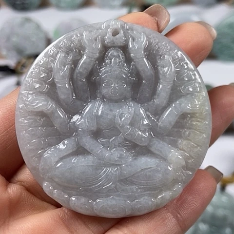 翡翠颈饰未镶嵌千手观音福利