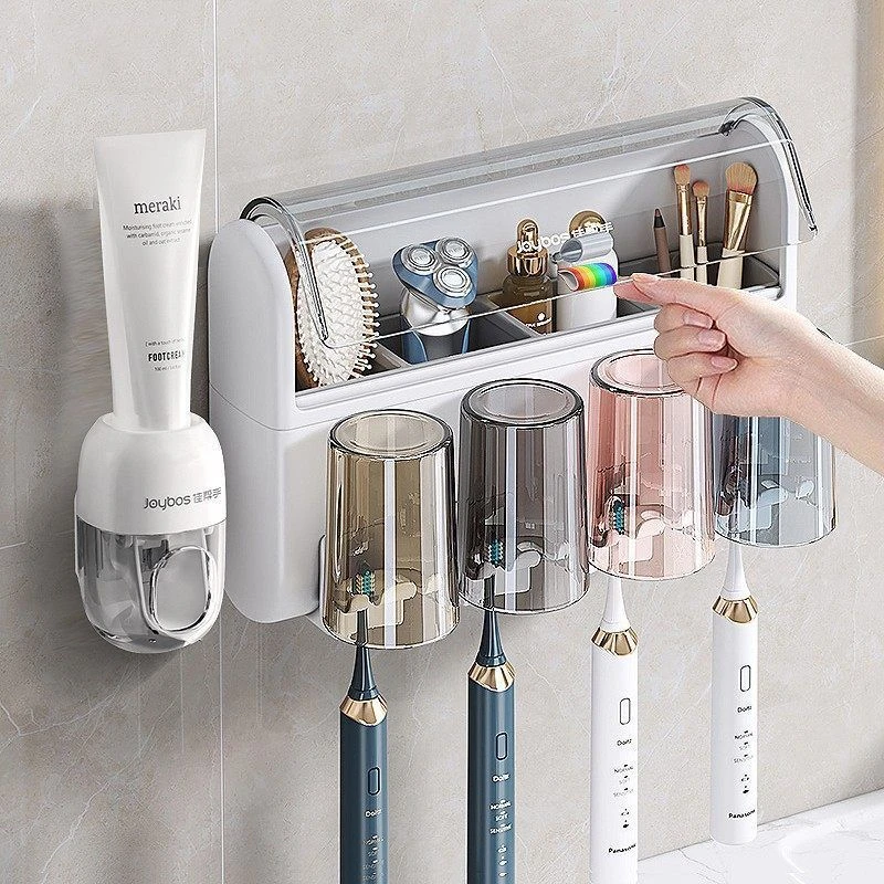 佳帮手牙刷置物架免打孔刷牙杯漱口杯壁挂式家庭电动牙膏架子套装