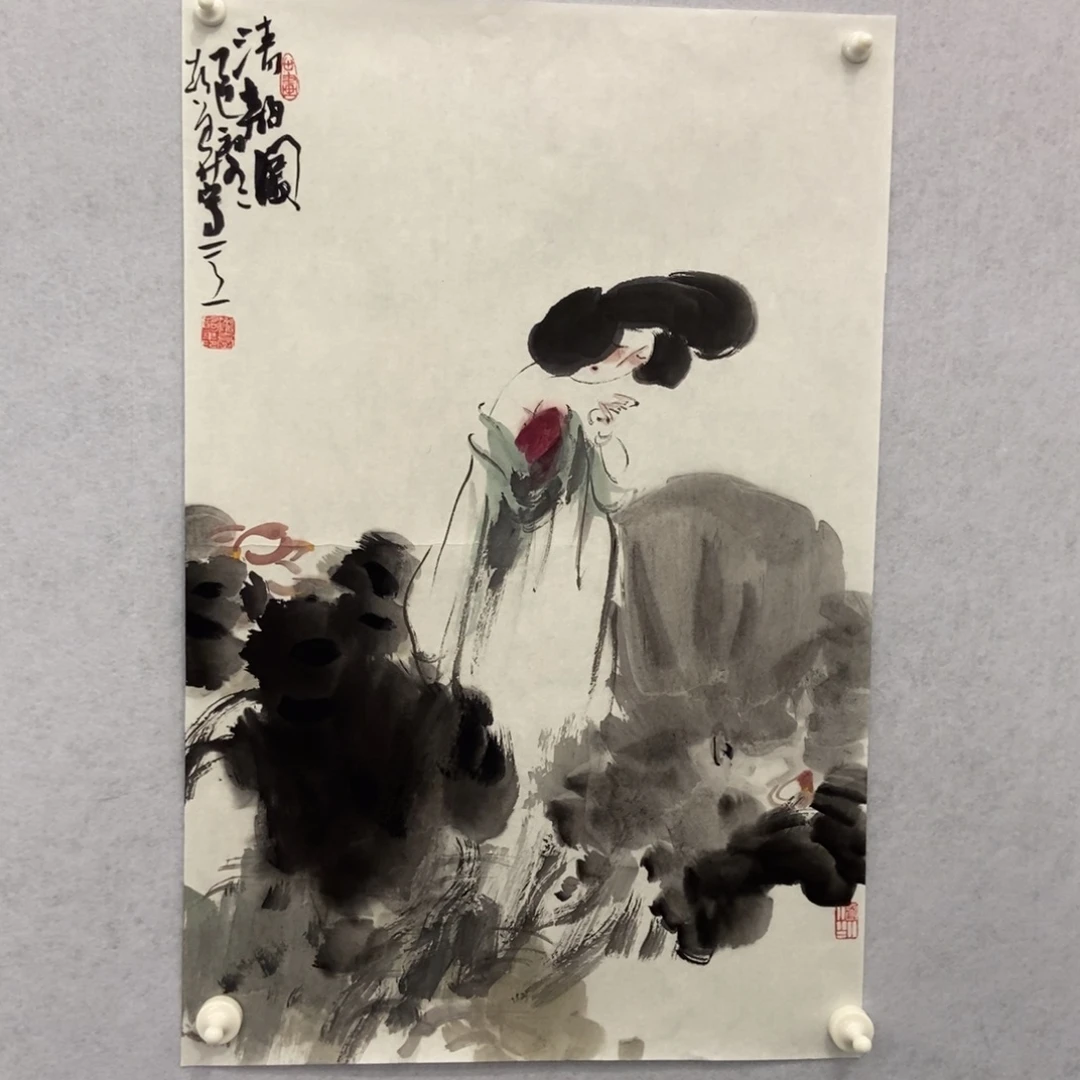 盘***石国画墨鱼精品墨鱼精品