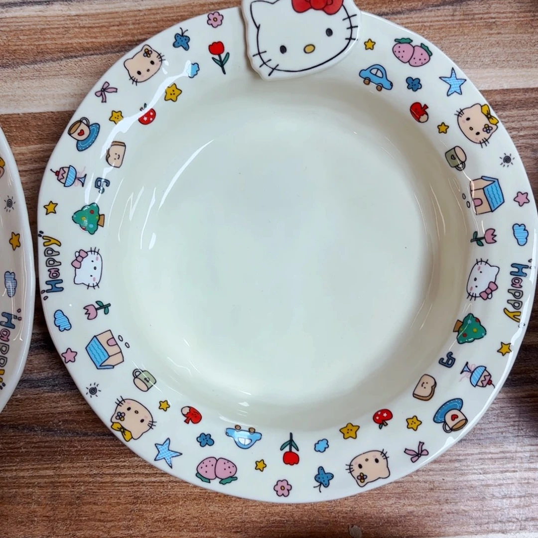 白瓷凯蒂猫八寸反口盘