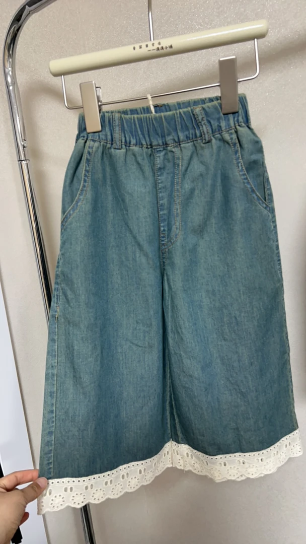 福利小裤 水洗牛仔夏季新款女童拼接蕾丝