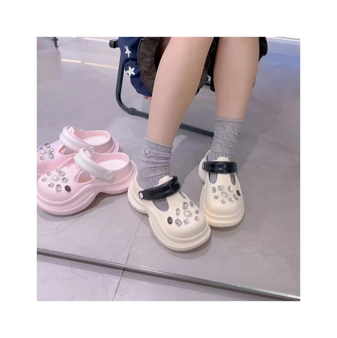 ZY增高洞洞鞋女外穿时尚重工包头两穿玛丽珍凉拖鞋