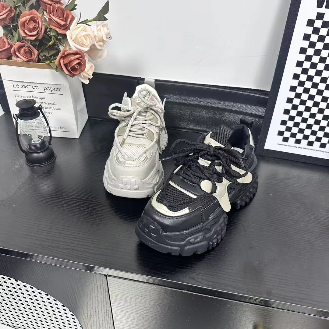 秋冬新款时尚休闲女鞋百搭潮流厚底老爹鞋冷粘工艺舒适1209