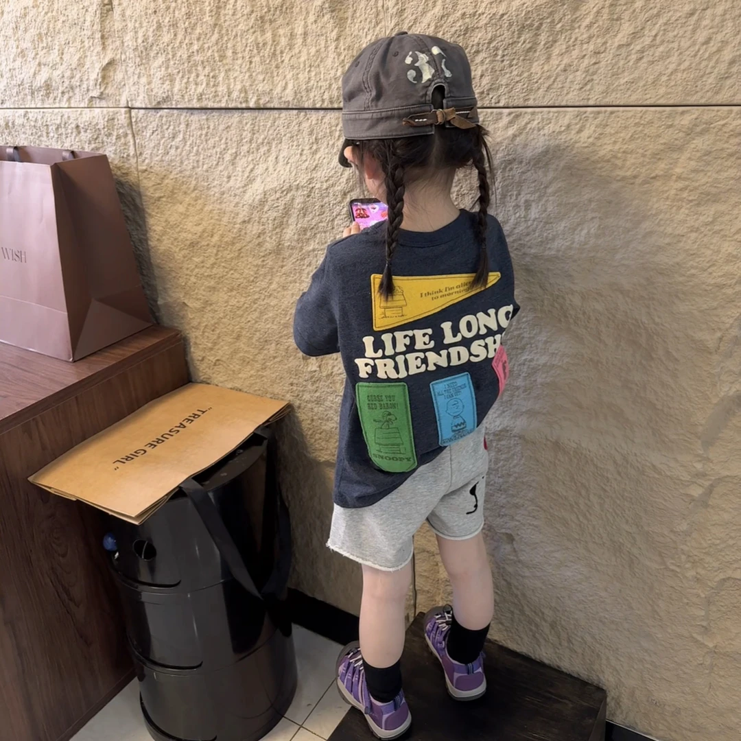 现货MZ.儿童夏季重工款日系贴布印花定制款短袖1604