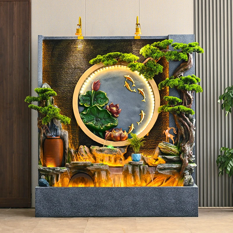 公司假山水幕墙流水屏风影壁墙水景墙酒店饭店茶楼会所开业9088