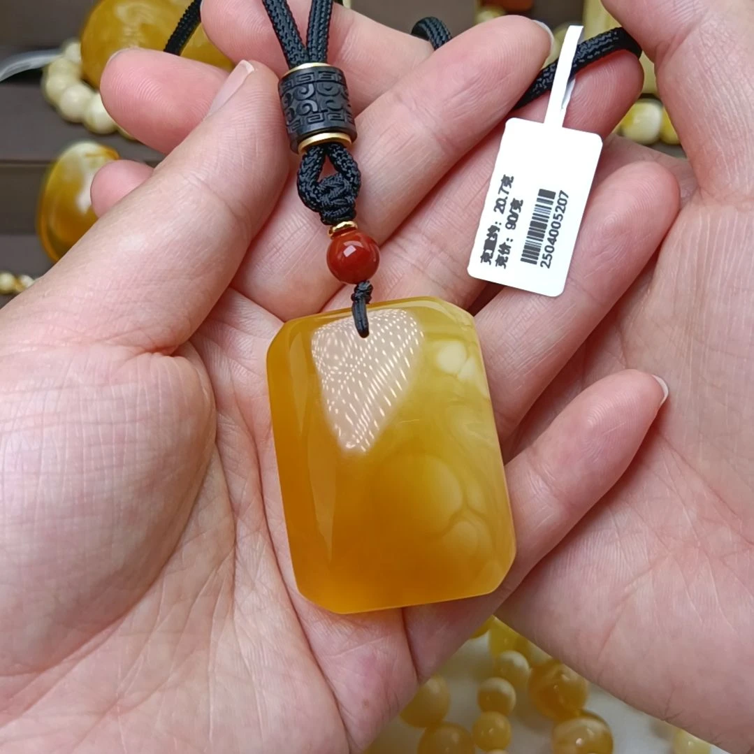 未镶嵌吊坠(不含链)蜜蜡341蜜糖溶洞妖花平安无事牌