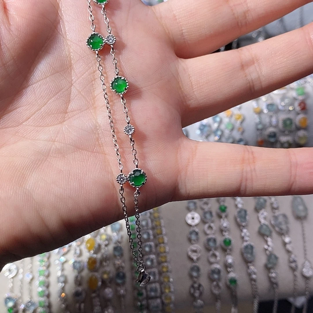 翡翠银S925镶嵌手链