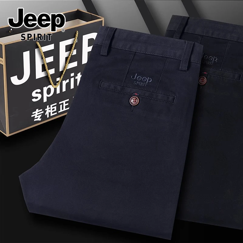 JEEPSPIRIT吉普高档休闲裤男士2024冬季加绒宽松直筒新款时尚长裤