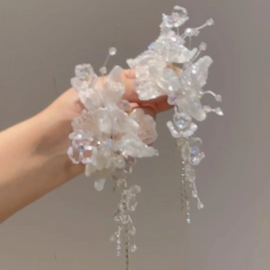 白纱对夹侧边配饰婚礼跟妆新娘头饰外景旅拍百搭仙气头花5848