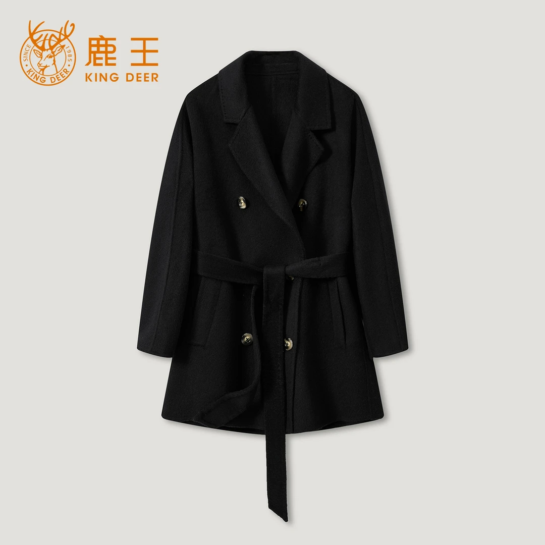 King Deer/鹿王25年新款女士休闲短款牦牛绒大衣L805406