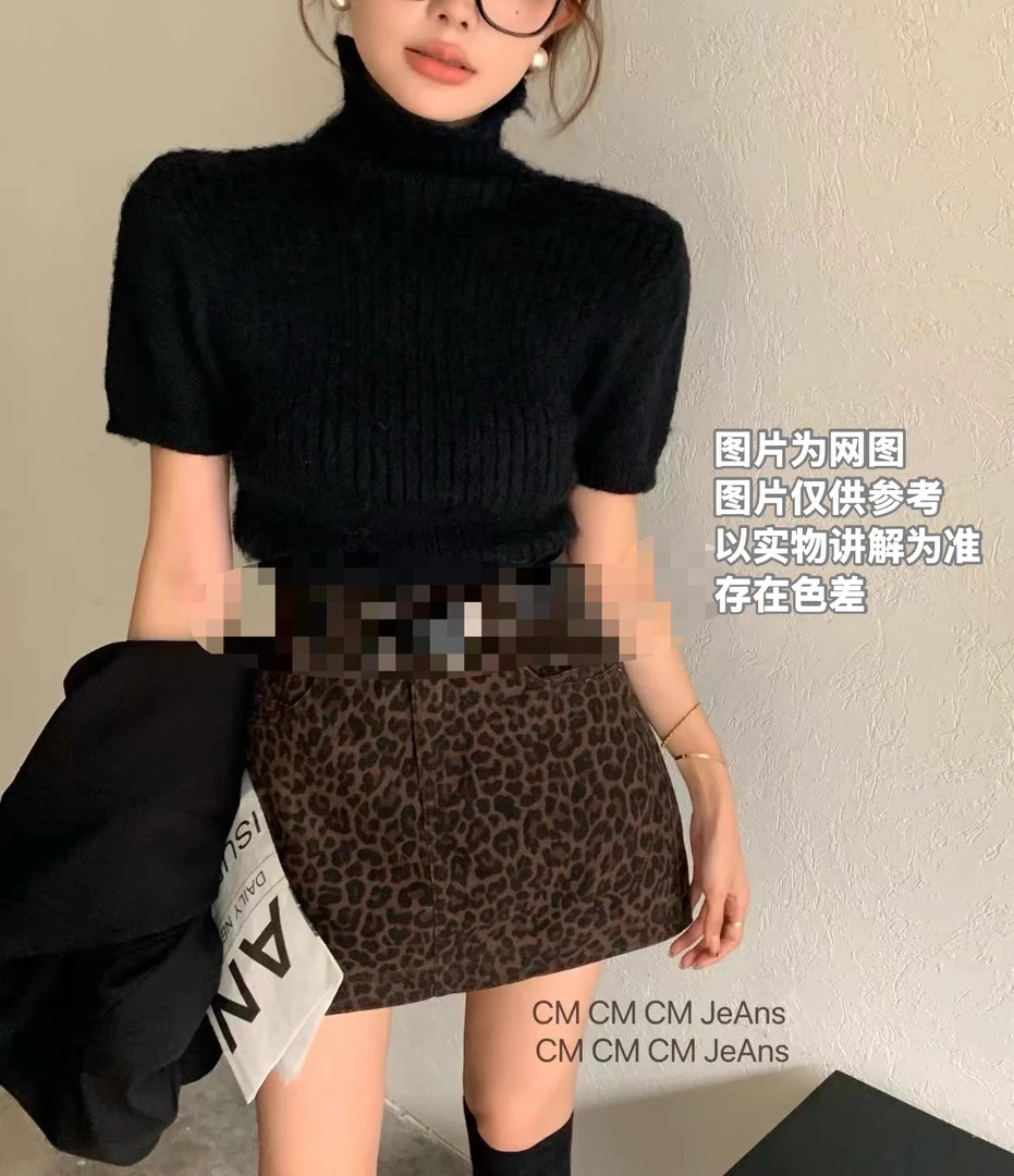 Yi+2025新款豹纹A版短裙辣妹风时尚显瘦（无腰带）