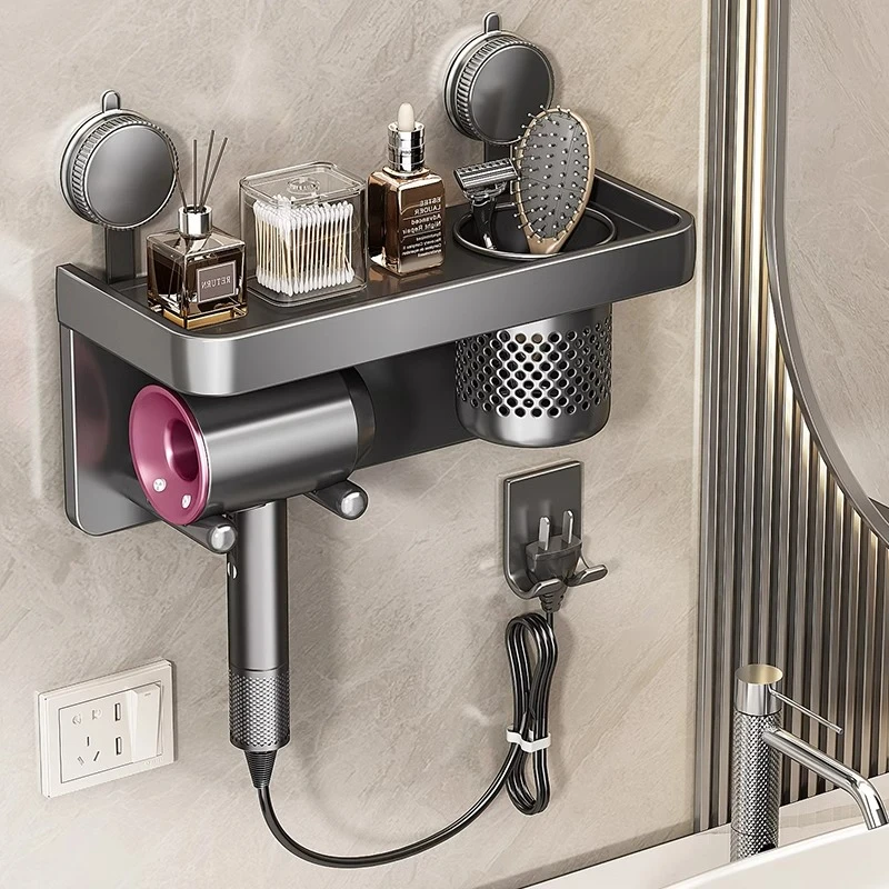 吸盘吹风机置物架免打卫生间电吹风挂架壁挂浴室风筒收纳
