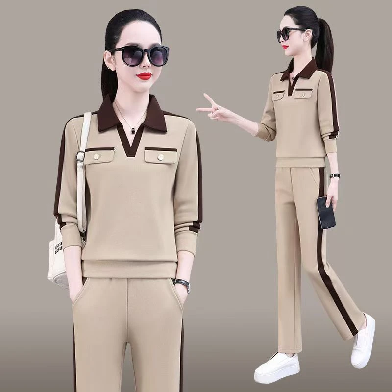 中年妈妈运动服套装春秋2025新款中老年女洋气长袖卫衣休闲两件套