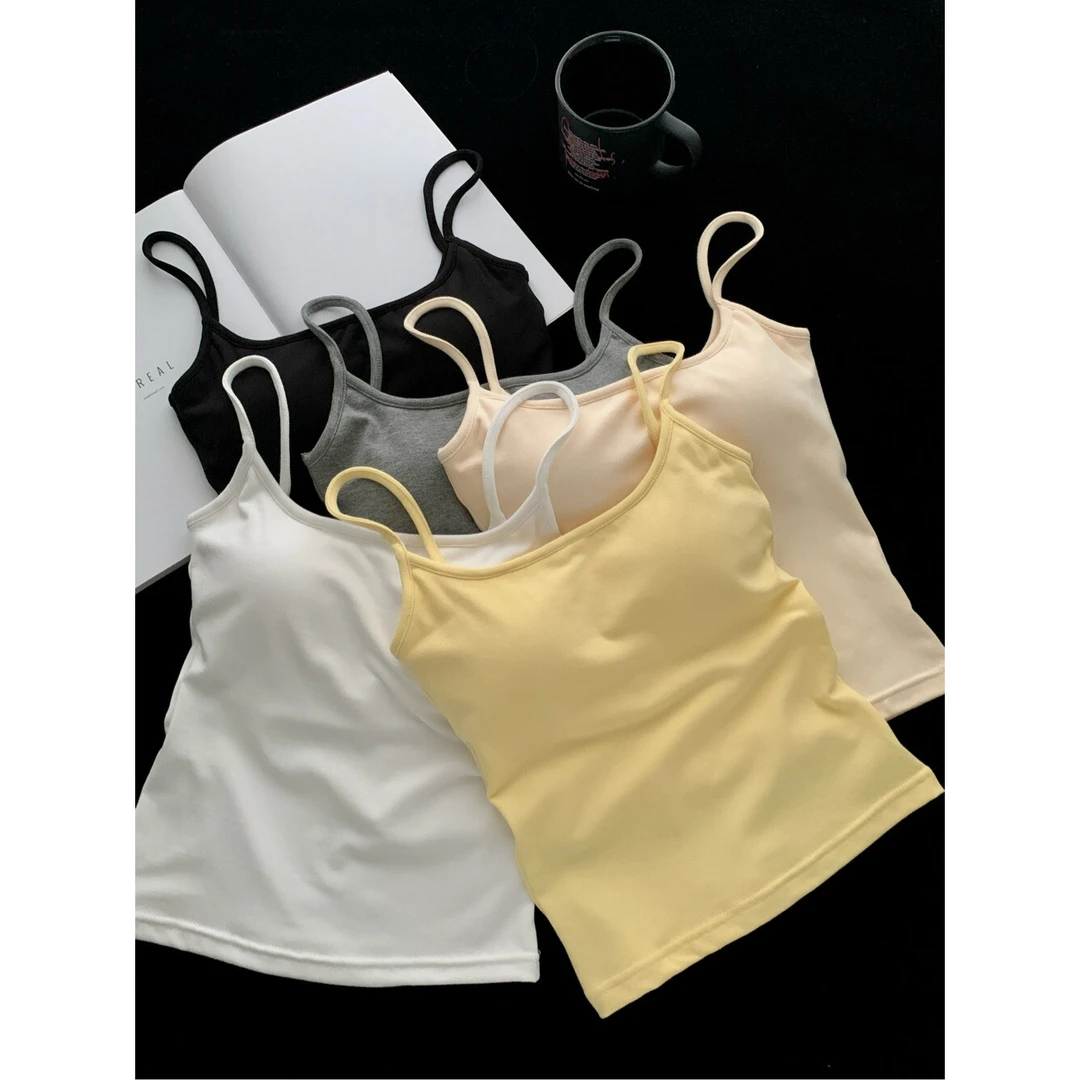 纯欲修身显瘦吊带背心女带胸垫美背夏季文胸一体设计百搭打底上衣