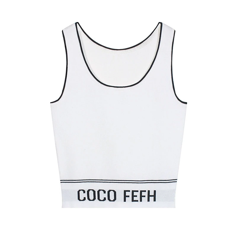 (雪莉专属）4086【COCO FEFH】小香风背心女夏季冰丝短款运动外穿