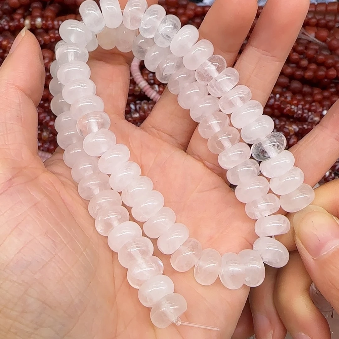 玛瑙/玉髓合金珠宝半成品白水晶10mm算盘一条