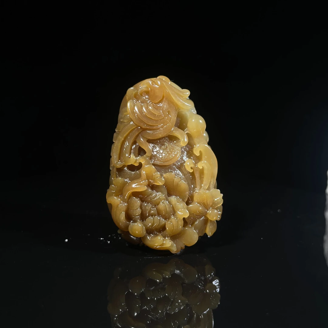 2728-凤穿牡丹  和田玉