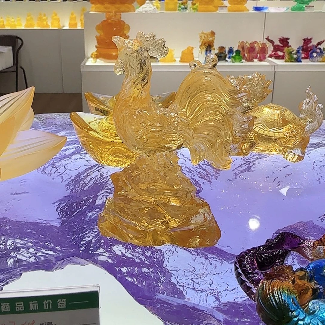 琉璃手工艺品金鸡