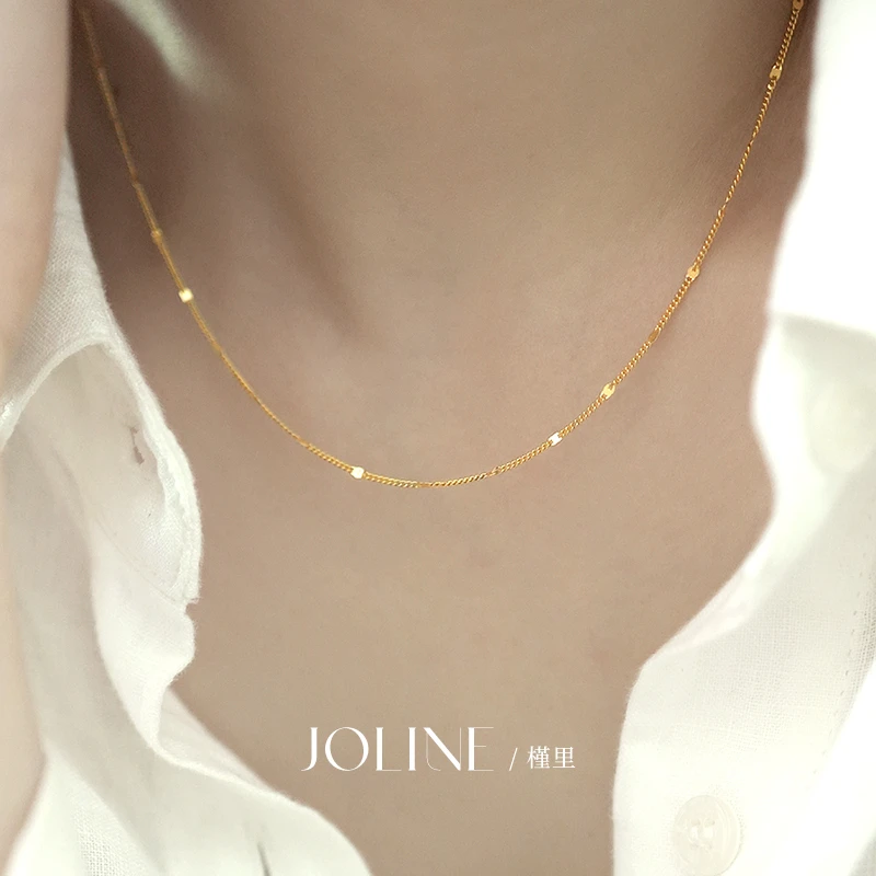 链子925银 素链项链女设计感波光闪片轻奢高级感简约锁骨链颈链