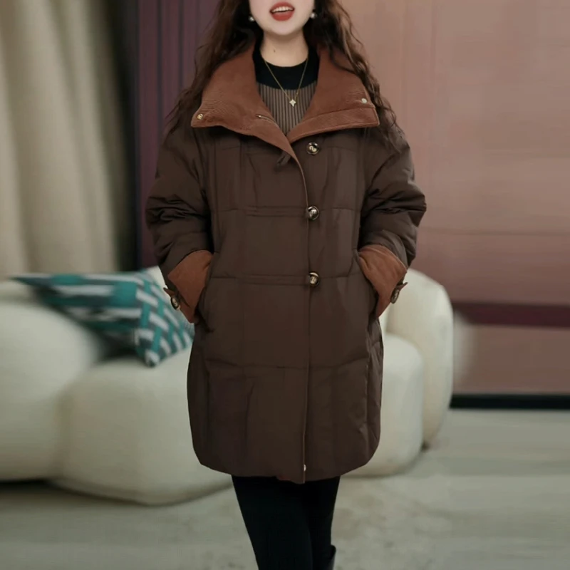 保暖羽绒服女士2025冬季新款大码女装显瘦时尚气质中长款加厚外套