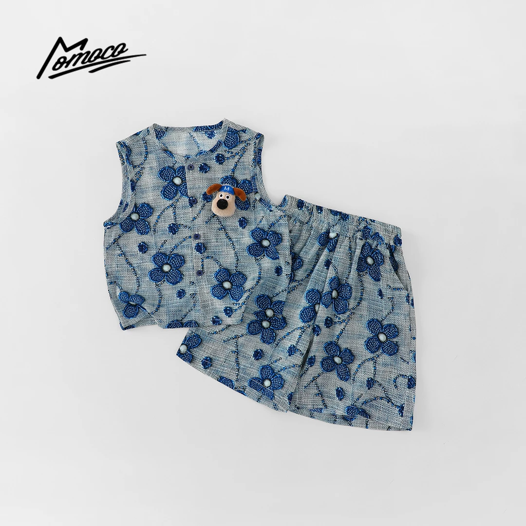MOMOCO夏季男童洋气卡通小狗时尚背心套装77230578709