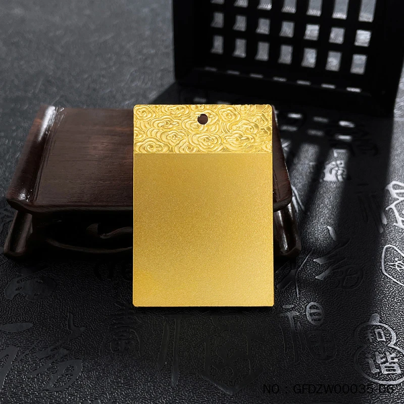 足金9999实心平安无事牌黄金吊坠方牌纯金挂坠情侣款生日送礼礼物