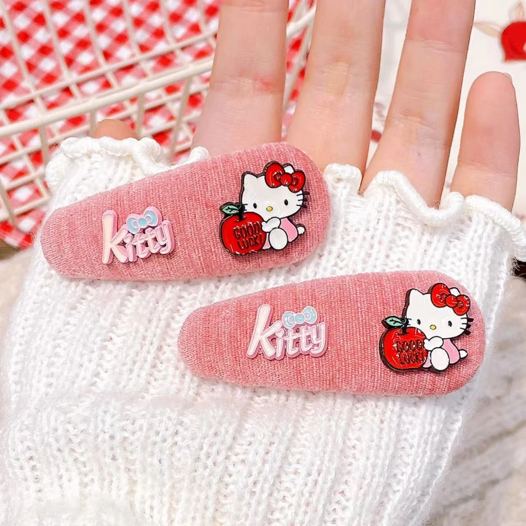 B-1797（满10米飞）cm 1对可爱粉猫苹果掰掰夹  发圈