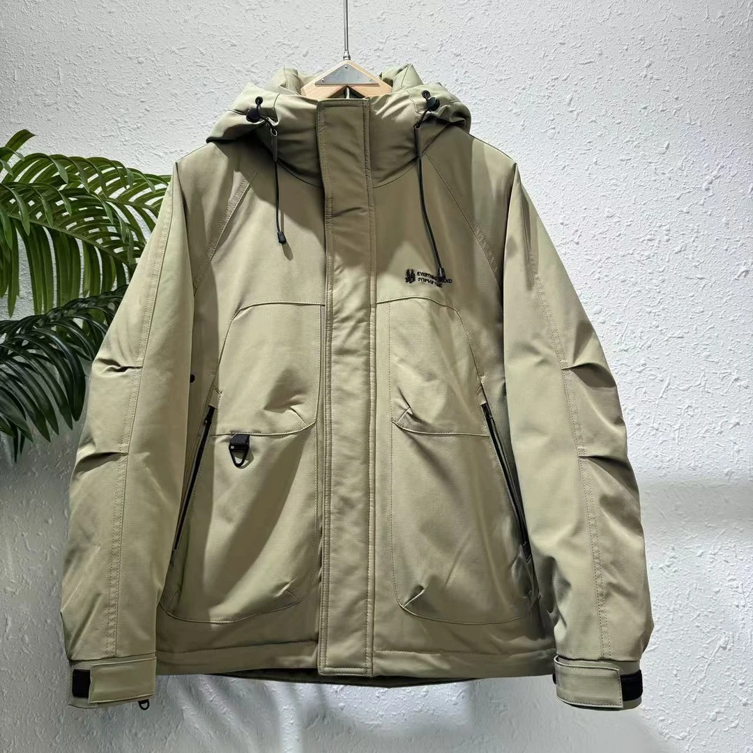 冬季新款男加厚外套时尚潮流户外工装百搭连帽御寒外套2-#24352