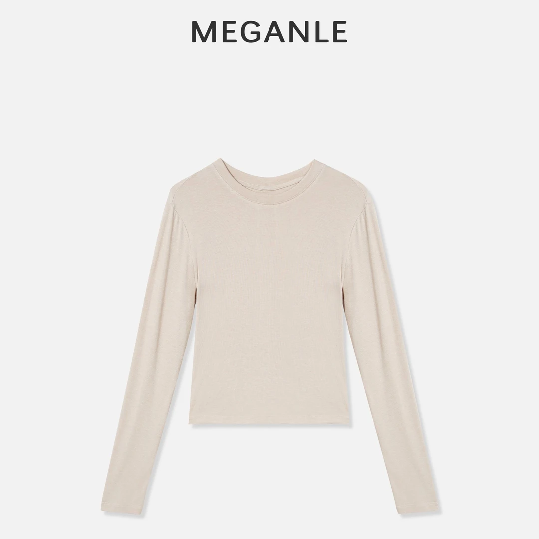 【心机打底2.0】MEGANLE 休闲百搭显瘦镂空扭结长袖上衣2024351