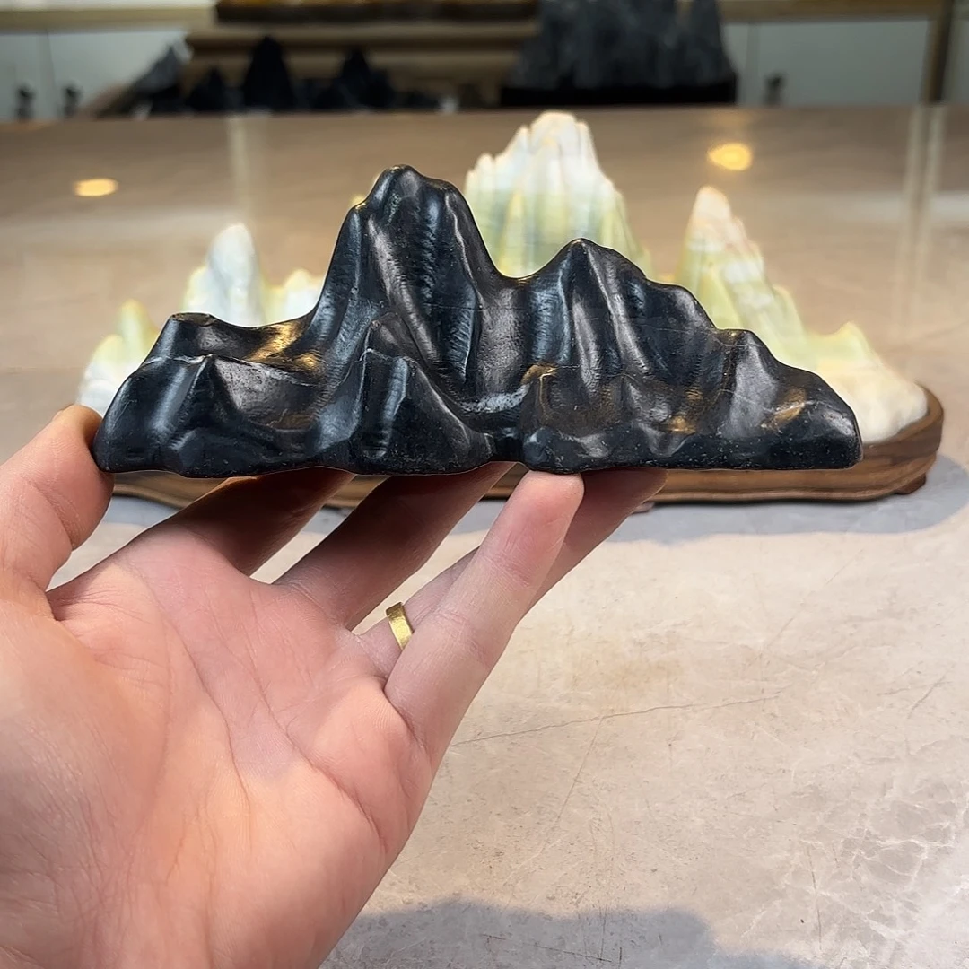 陶灵璧石手工雕刻奇石摆件