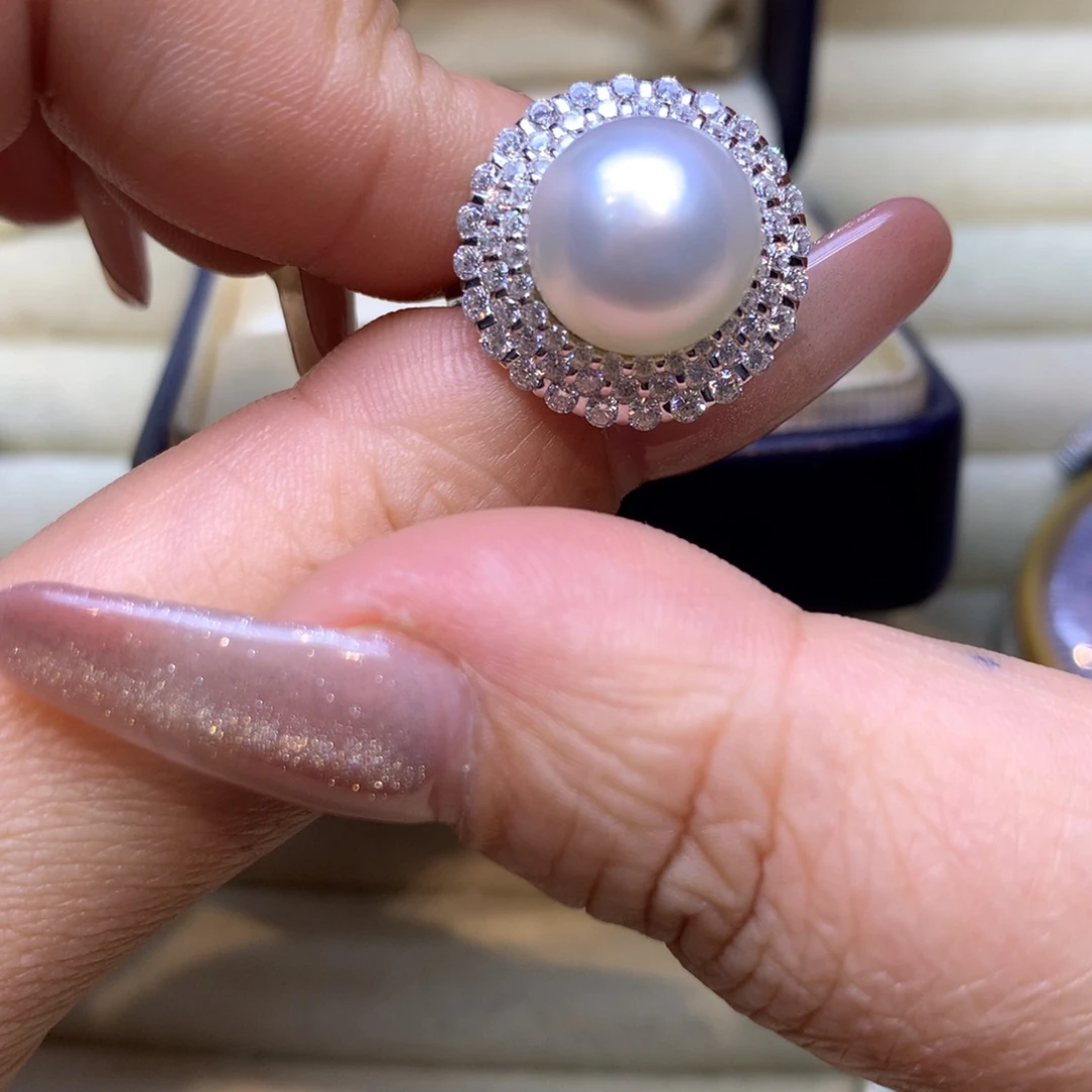 银S925镶嵌戒指海水珍珠