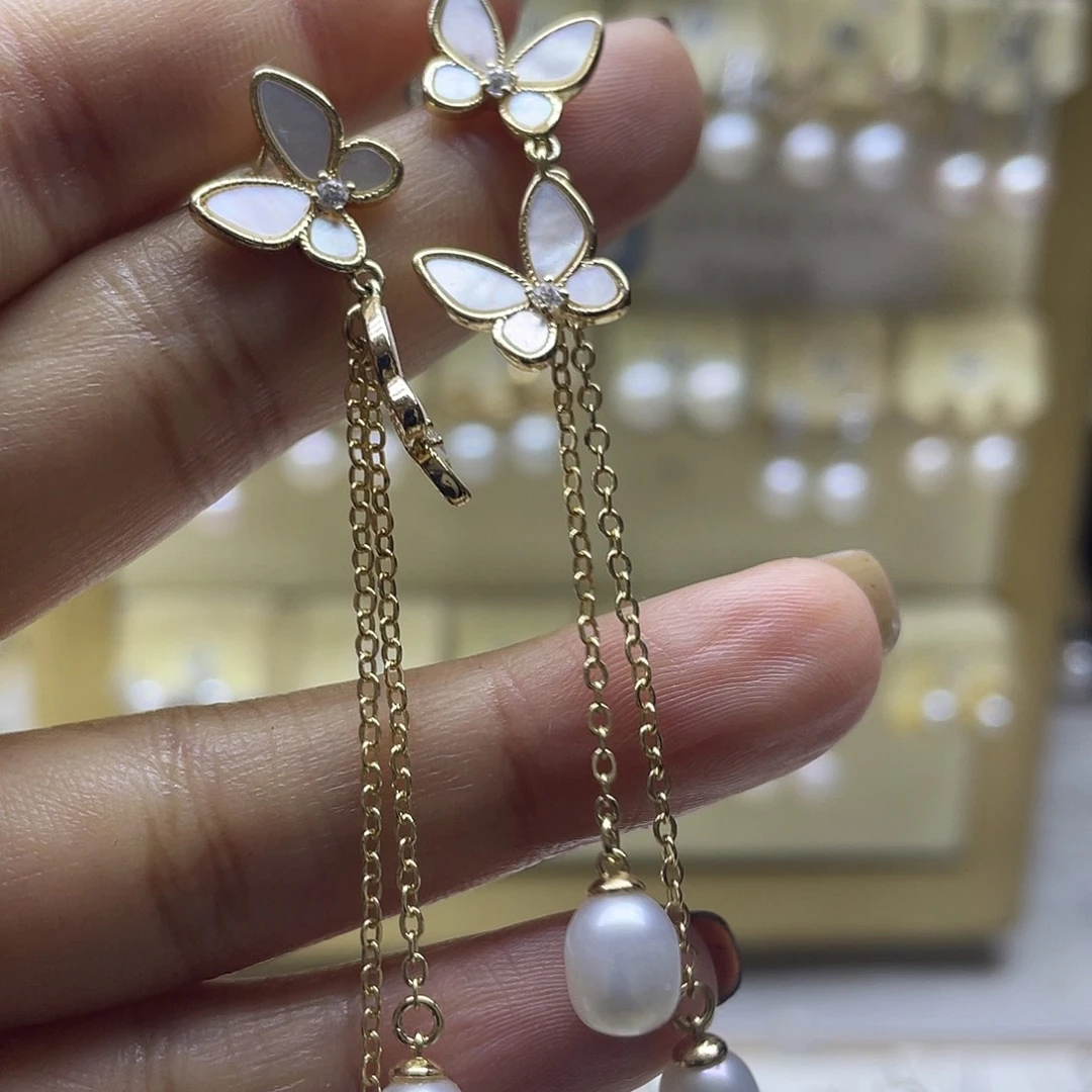 耳饰淡水珍珠银S925镶嵌