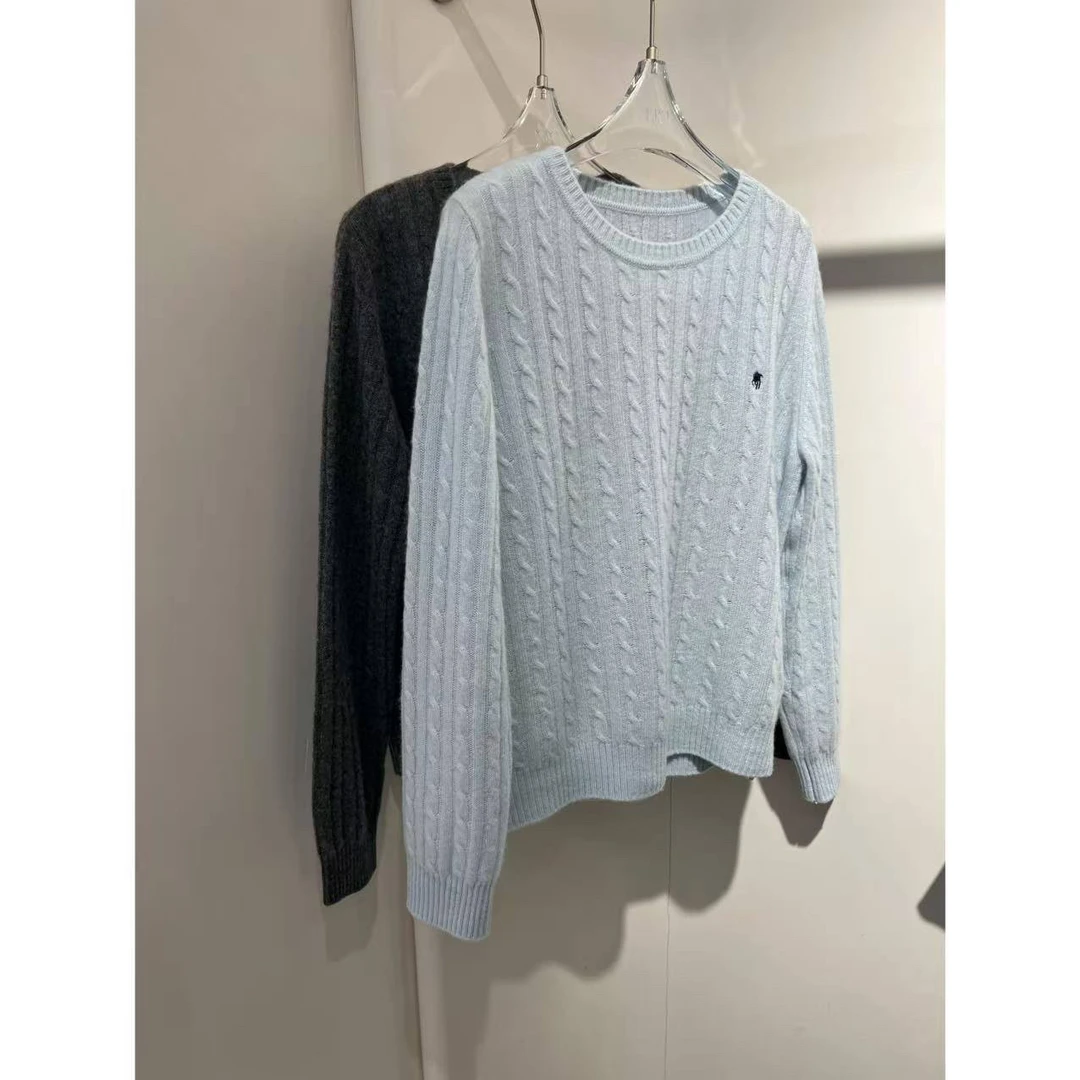 YIYI  2025秋冬上新  时尚圆领绞花长袖针织毛衫休闲百搭