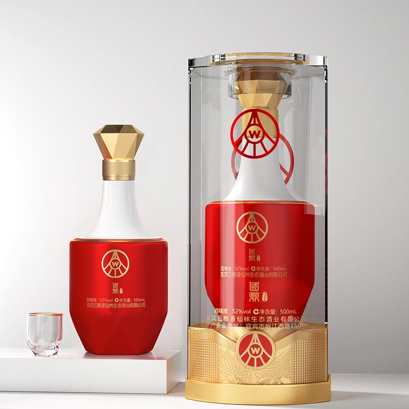 国鼎国鼎竹荪酒亚克力包装52度500ml 两瓶装赠酒具