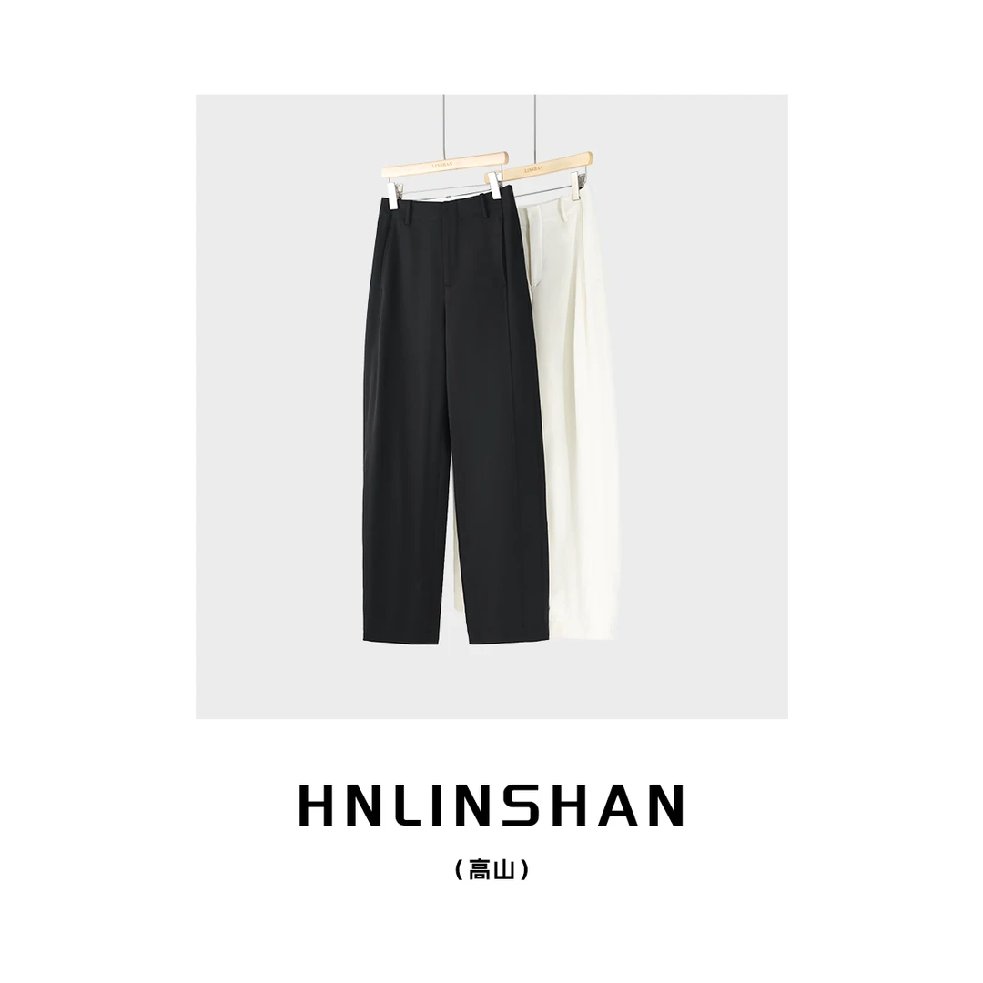 HNLINSHAN【高山】25新小众简约百搭干练九分香蕉裤LS10423801