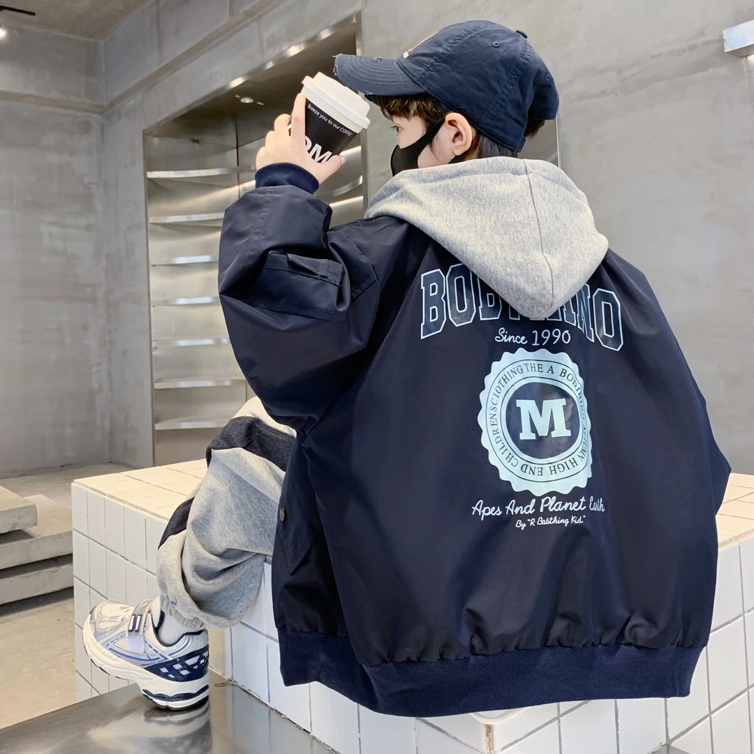 12-15岁男童棒球服2025新款中大儿童连帽外套上衣酷炸街秋季风衣