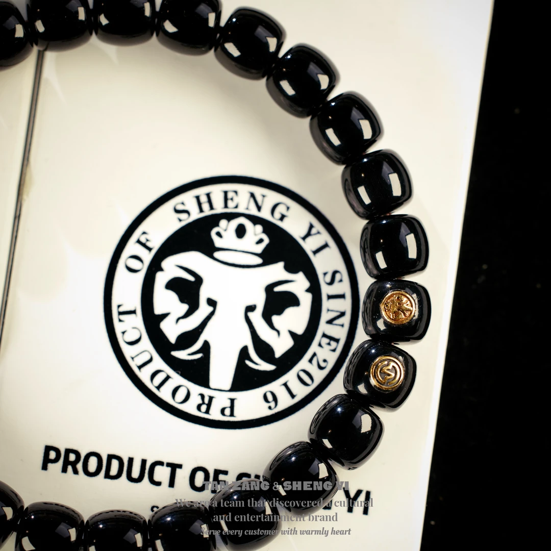 非金属树脂手链 《探藏指南甄选》晟翊出品牛角纯黑不透文玩手串