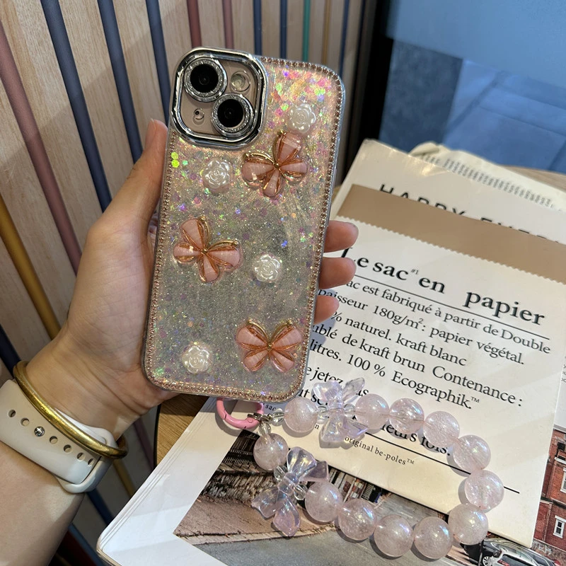 轻奢高级ins蝴蝶手机壳适用苹果17Pro镜头膜华为oppo小米vivo全包