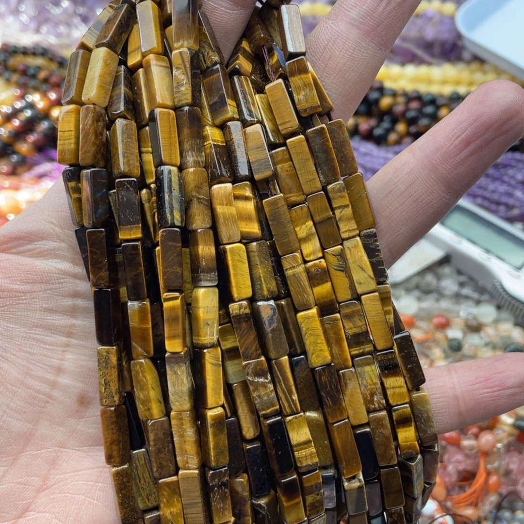 玛瑙/玉髓珠宝半成品未镶嵌一条装4*13左右虎眼长方管