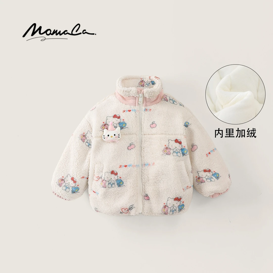 冬季25新款女童可爱满印小猫咪软萌毛毛外套77830107060