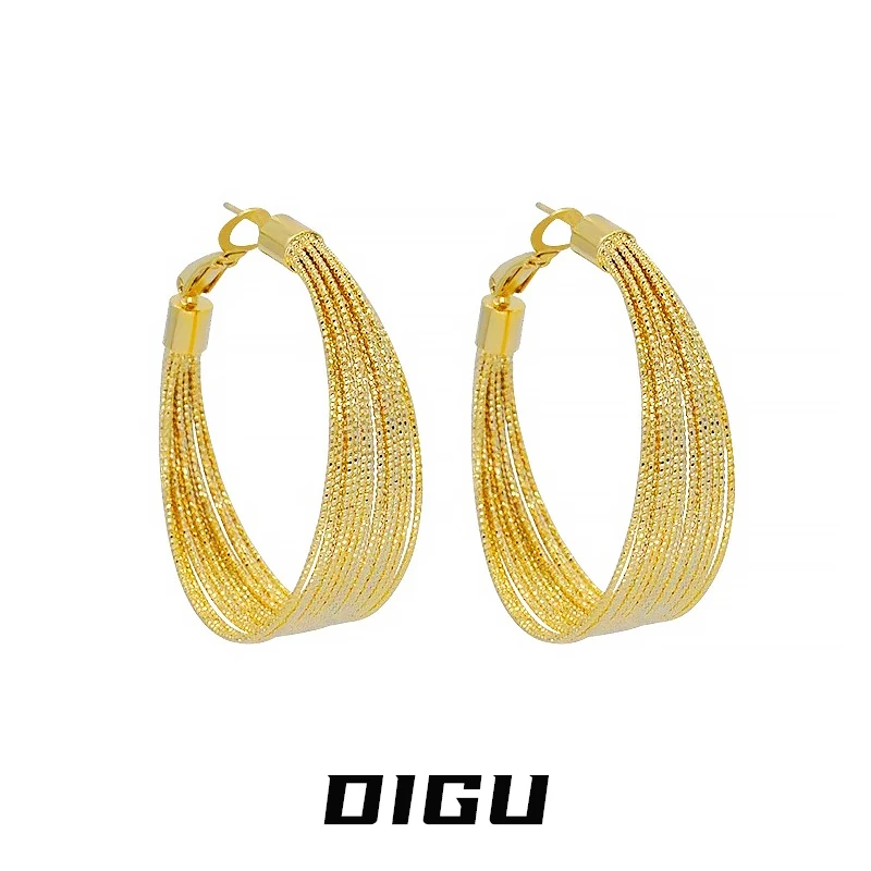 嘀咕家 铜合金耳饰 个性夸张金属几何大耳圈女高级感小众气质耳饰