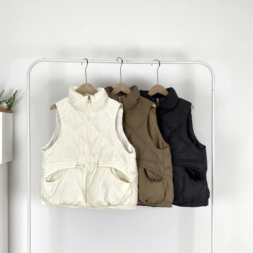 2024年冬季新款简约防寒保暖潮流加厚立领马甲无袖上衣353