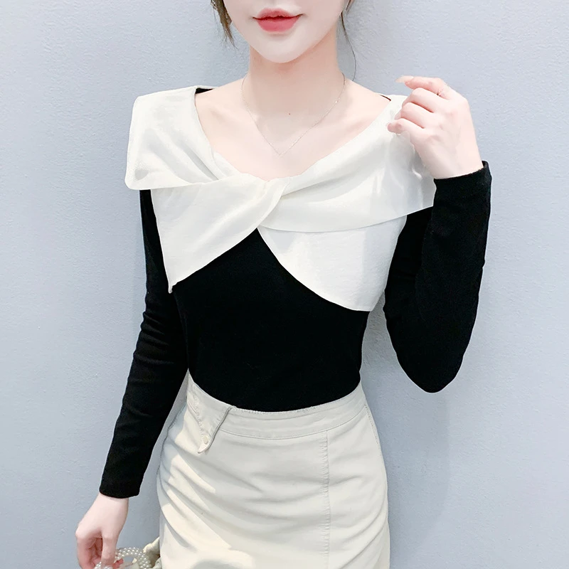 法式高级感蝴蝶结长袖T恤女 2025年秋季新款气质独特漂亮小衫上衣