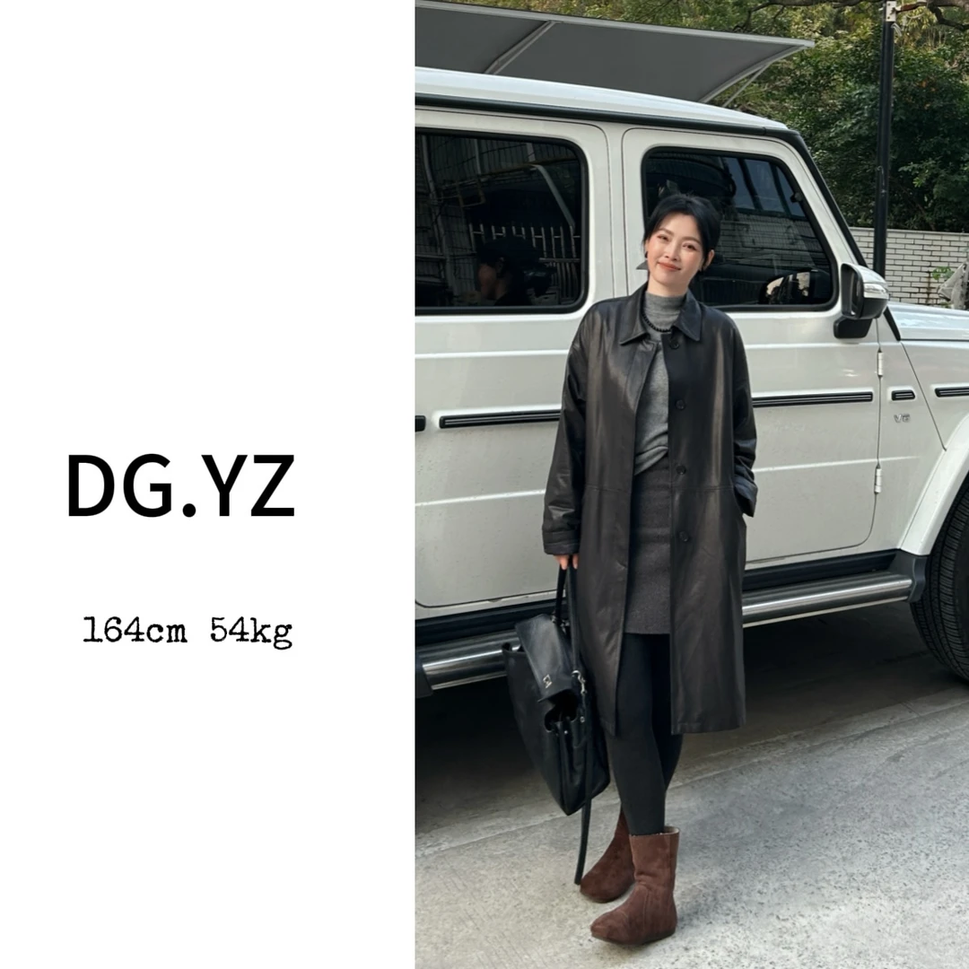 【樱子家】88228F冬季新款韩系时尚中长款鹅绒皮衣风衣