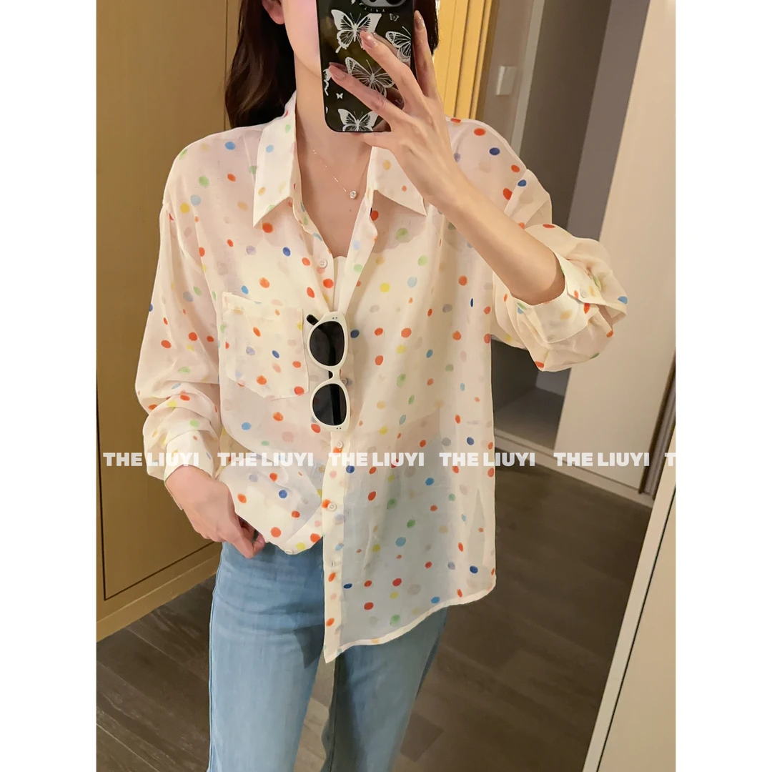 【LIUYI】彩色波点~夏季透气彩色波点衬衫外套54308
