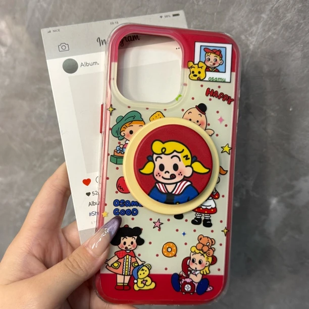 复古可爱女孩原田治磁吸支架适用苹果16promax手机壳创意保护套