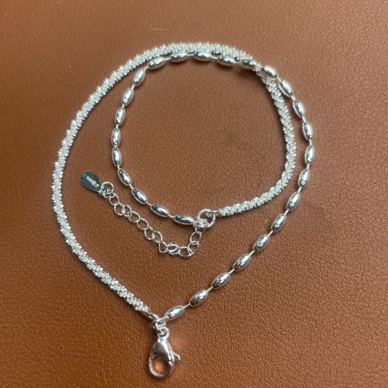 YZ014双层米粒手链 银色精品手链 无礼盒